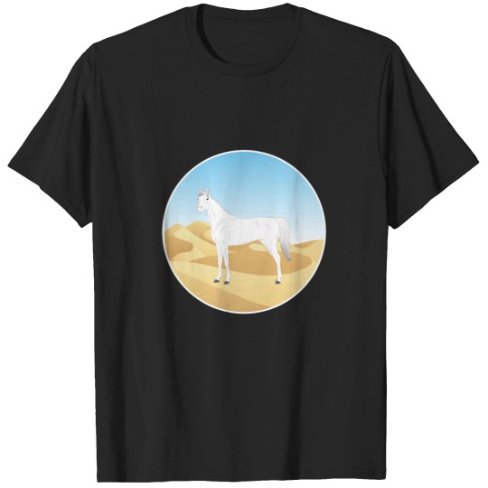 Discover Abbayan horse - white horse with landscape - oriental horse - Yemen horse breeds T-Shirts