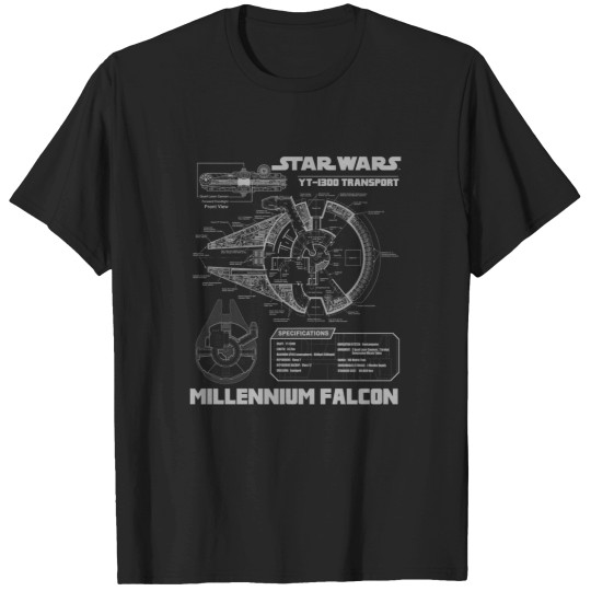 Discover Millennium Falcon Grey Schematics T-Shirts