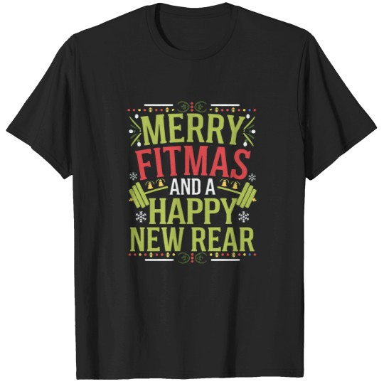Discover Merry Fitmas And A Happy New Rear T-Shirts