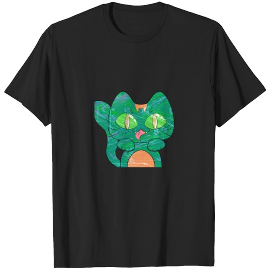 Discover Alien Cat - Greens T-Shirts