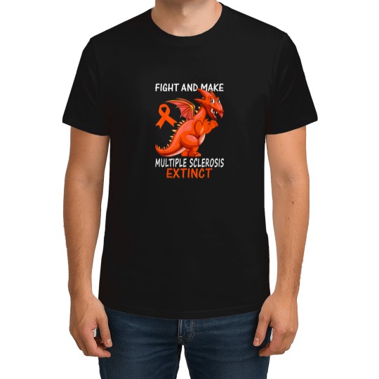 Discover Multiple Sclerosis Awareness Orange Ribbon Funny Dinosaur T-Shirts