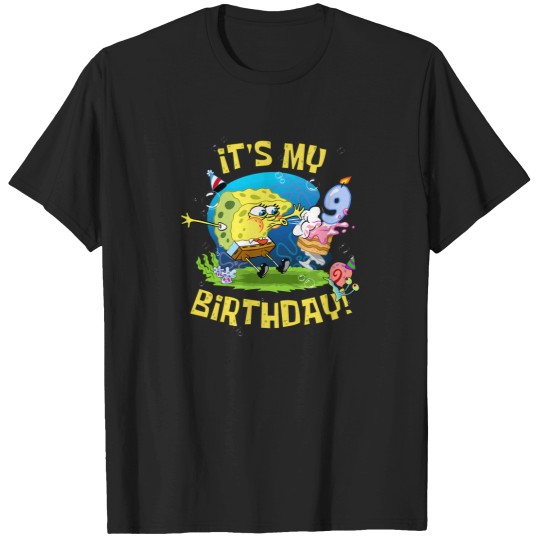 Discover Mademark-X-Spongebob-Squarepants---Spongebob-It'S-My-9Th-Birthday-Cake-Nine-Years-Spongebob-Long-Sleeve-T-Shirt T-Shirts