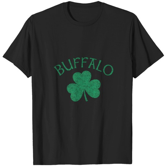 Discover Buffalo Ny Irish Shamrock Distressed Green Print T-Shirts