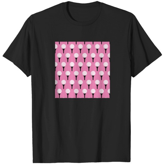Discover Golf-Ball-And-Tee-Pattern-(Pink) T-Shirt T-Shirts