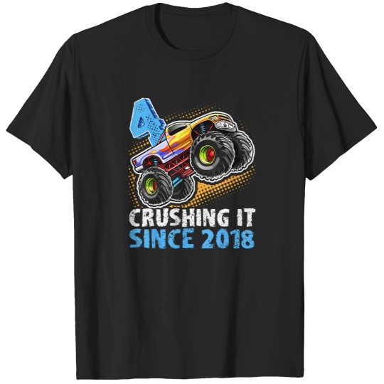 Discover 4-Crushing-It-Since-2018-Monster-Truck-4Th-Birthday-Boys-T-Shirt T-Shirts