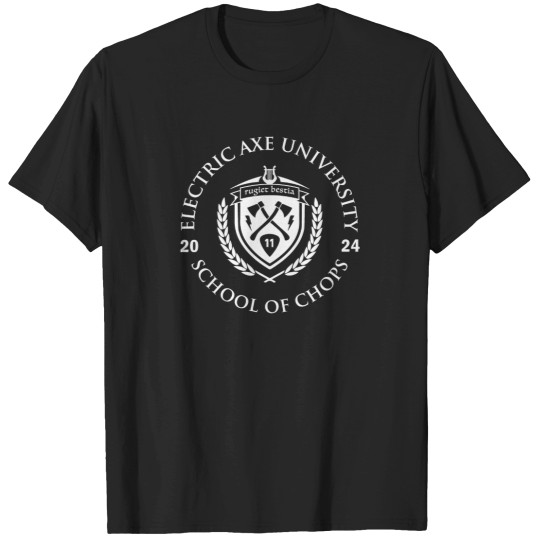 Discover T-Shirt 5617-Electric-Guitar-Mock-University-Logo T-Shirts