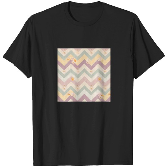 Discover Womens Delicate Floral Pattern with Zigzag Geome T-Shirts