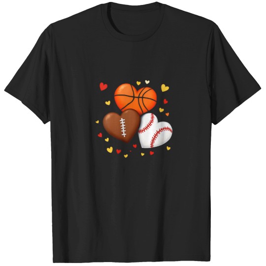 Discover Womens Heart Football Basketball Baseball Valent T-Shirts