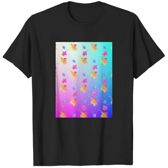 Discover Colorful Turtles Pattern- T-Shirts