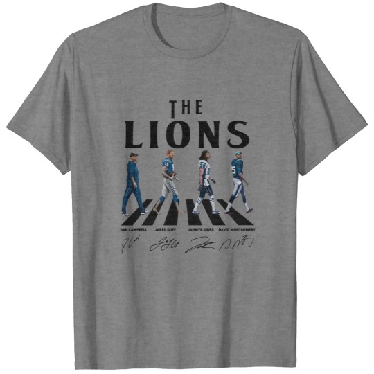 Discover Lions Walking Abbey Road Signatures Football T Shirts