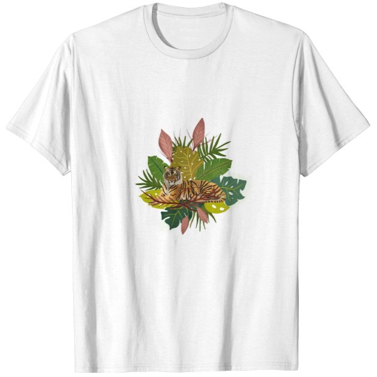 Discover Tigers and Jungless Leaves Digital Artwork T-Shirts