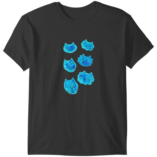Discover Blue Watercolor Cat Faces T-Shirts