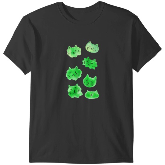 Discover Green Kitty Faces Watercolor T-Shirts
