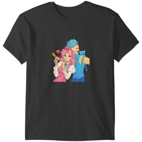 Discover Huggy Wuggy and Kissy Missy from poppy playtime Human version T-Shirts