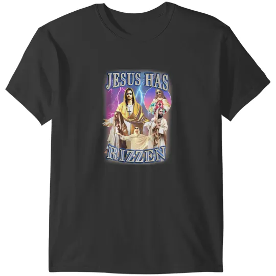 Discover Jesus Has Rizzen on back - He Is Rizzen Jesus Rizz T-Shirts