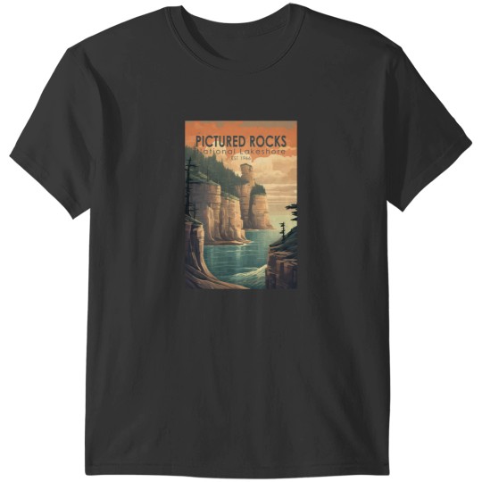 Discover Pictured Rocks National Lakeshore Travel Art Vintage T-Shirts