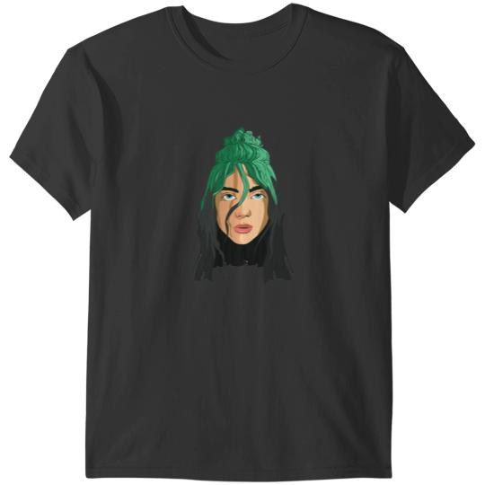 Discover Billies Eilish Green Hair T-Shirts