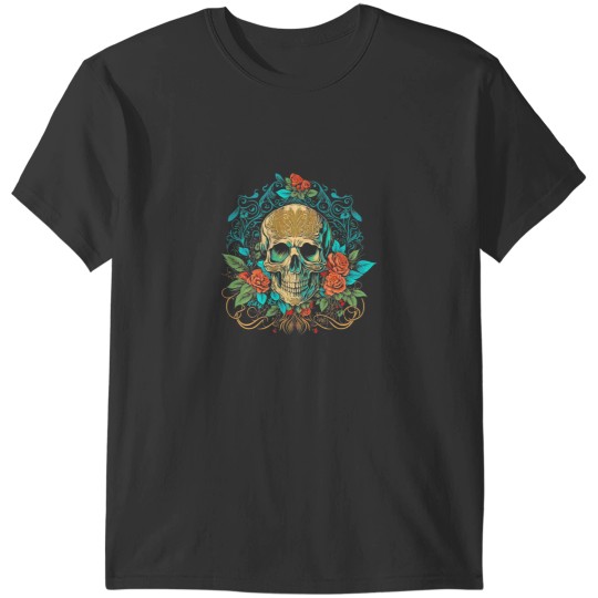 Discover Beautiful Skull Flowers 2Roses Artistic Tattoo Rock 2Roll 6 T-Shirts