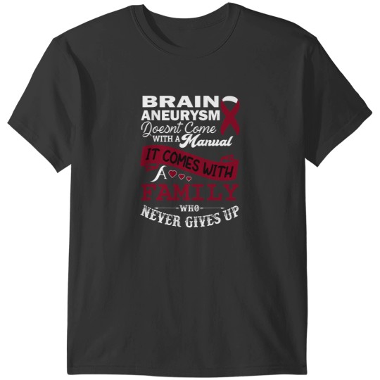 Discover Brain Aneurysm Awareness Burgundy Ribbon Family Support T-Shirts
