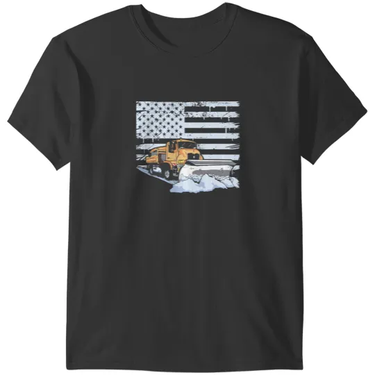 Discover Snow Plow Truck Us Flag Snow Plow Driver T-Shirts