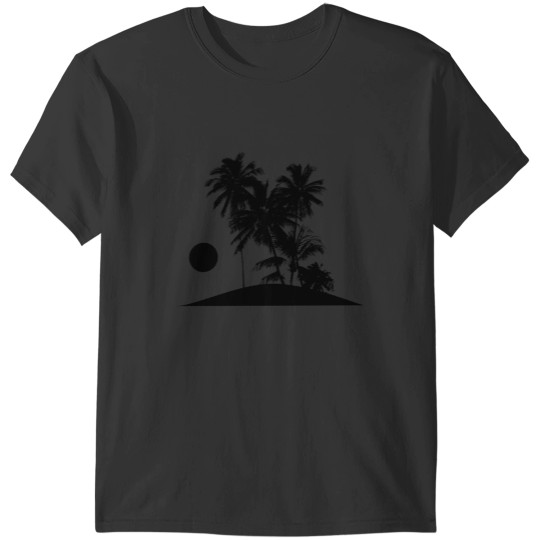 Discover Tropical Island Sunset Scene Illustration T-Shirts