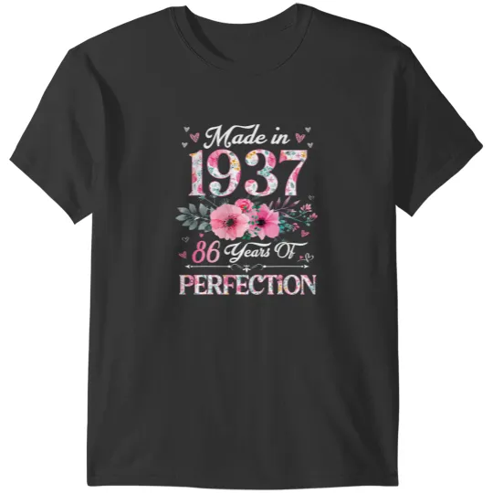 Discover 86 year old made in 1937 floral 86th birthday gifts women t T-Shirts
