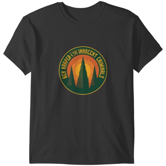 Discover Ben Harper and the Innocent Criminals - Sunsetting Over Pine Trees badge graphic for the amazing alt T-Shirts