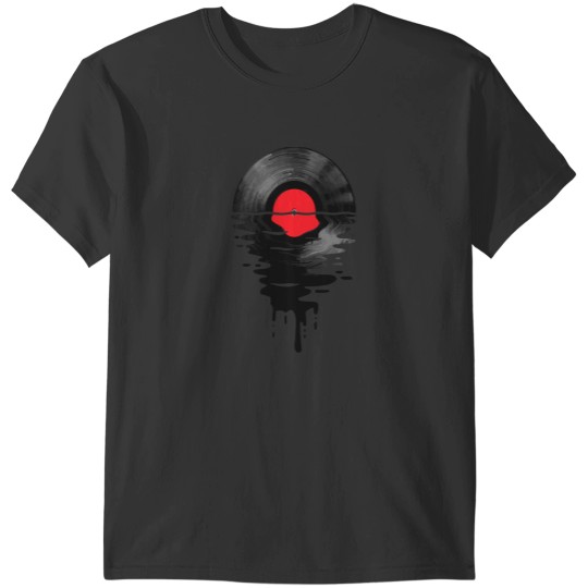Discover Vinyl LP Music Record Sunset Red T-Shirts