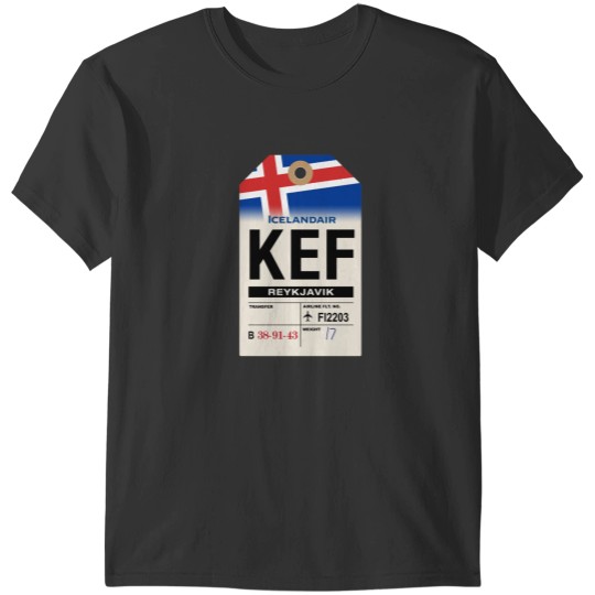 Discover Reykjavik (KEF) Airline Luggage Tag Sticker T-Shirts