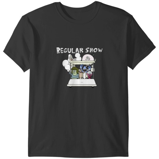 Discover Regular Show Main Characters Mordecai,Rigby,Muscle Man,Pops,Benson,High Five ,SkipsT-S T-Shirts