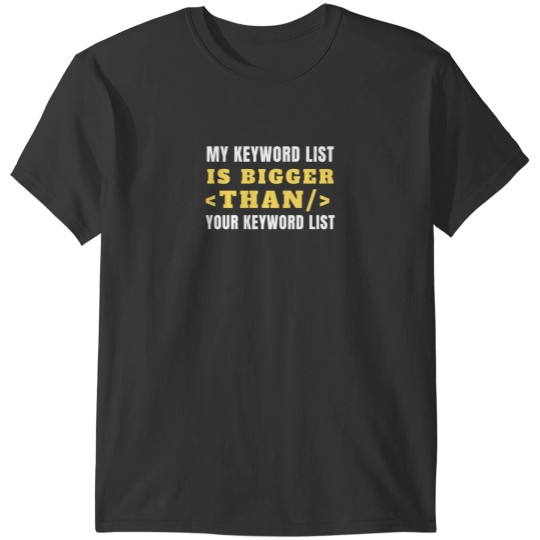 Discover SEO Expert Gift Keyword List SEO Manager T-Shirts