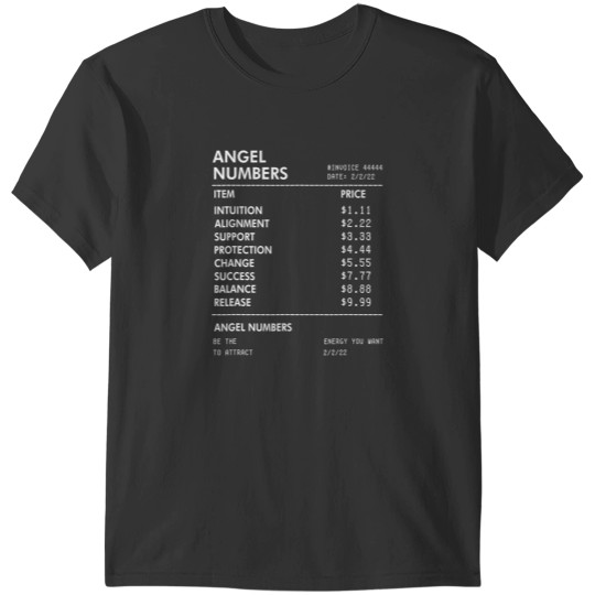 Discover angel numbers receipt 111 222 333 444 spiritual numerology t T-Shirts