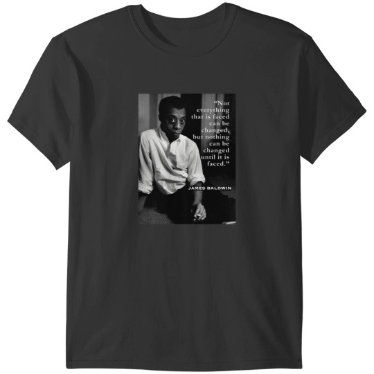 Discover James Baldwin portrait andquote “Not everything that is faced can be changed...” Active T-Shirts