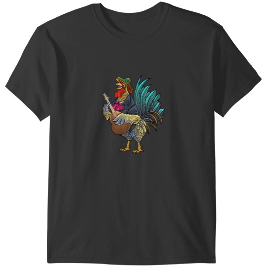 Discover Giant Rooster Guitaring Funny Chicken Gallo Playing Guitar T-Shirts