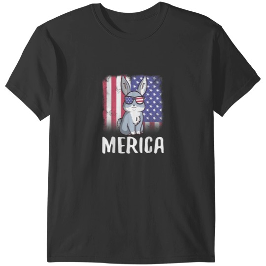 Discover Merica Bunny Rabbit USA American Flag 4th of July Cute T-Shirts
