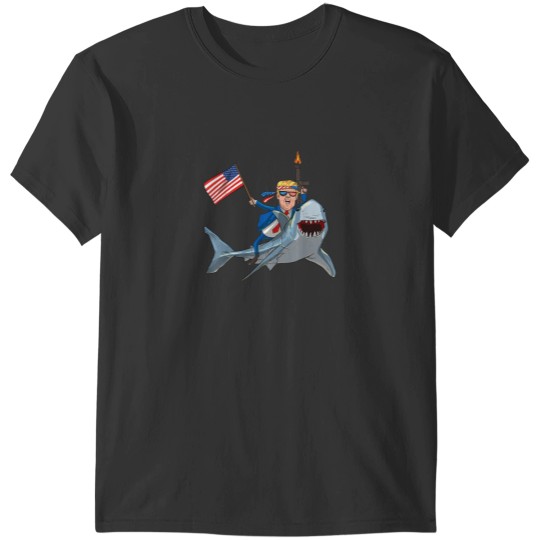 Discover Trump Riding Shark Patriotic USA Supporter T-Shirts