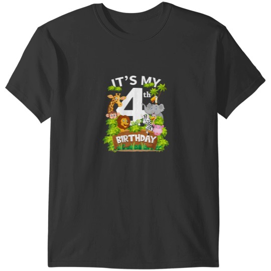 Discover Its My 4th Birthday Zoo Animal Cute 4 Year Old Birthday T-Shirts