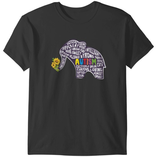 Discover Autism Elephant Sunflower Cute Inspirational Autism Month Mom Dad Teacher T-Shirts