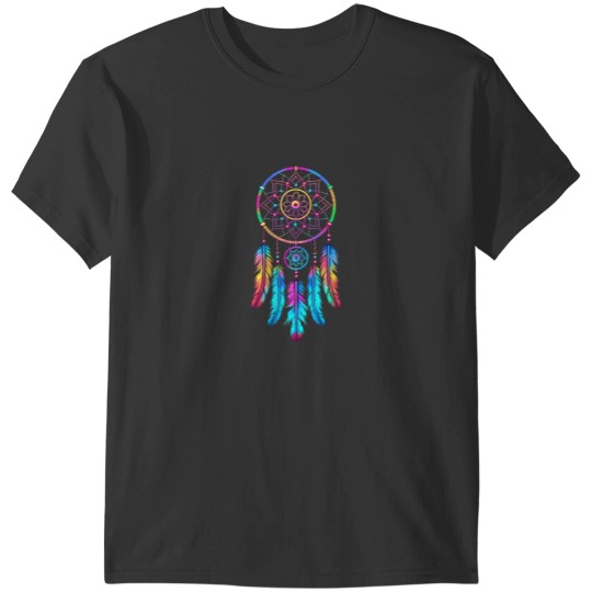 Discover Colorful Dreamcatcher Feathers Tribal Native American Indian T-Shirts