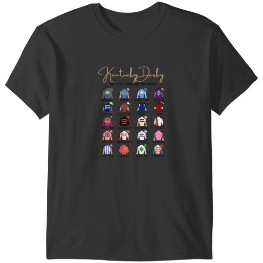 Discover 2024 Kentucky Derby Large Prints Jockey Silks Kentucky Derby Horse Roste T-Shirts