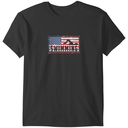 Discover American Flag Swim Shirt Patriotic USA 4th July T-Shirts