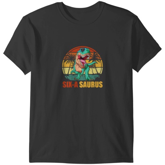 Discover Kids Six Saurus 6th Birthday Boys TRex Dinosaur 6 Year Old T-Shirts