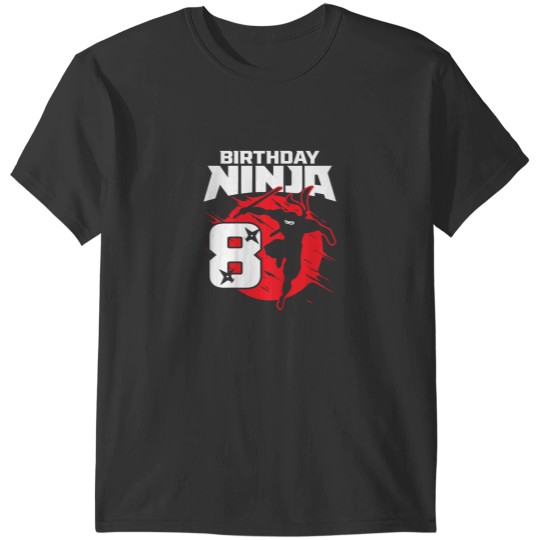 Discover Kids Birthday Ninja 8th Birthday Little Ninja Is 8 Year Old Boys T-Shirts