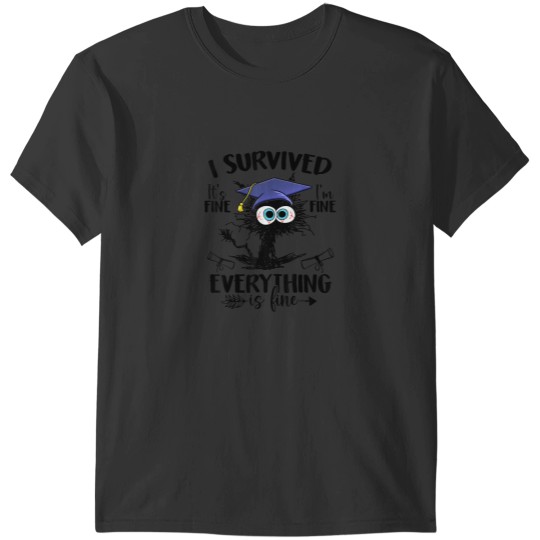 Discover I Survived Graduated Black Cat Last Day of School Class 2023 T-Shirts