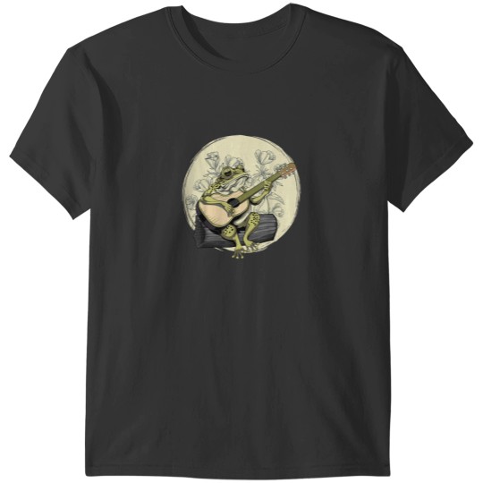 Discover Cottagecore Aesthetic Frog Toad Playing Guitar Banjo on Log T-Shirts