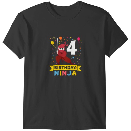 Discover Kids 4 Year Old Ninja Birthday T-Shirts