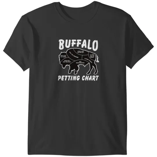 Discover Buffalo Petting Chart - Funny Wildlife, Bison, Fluffy Cow T-Shirts