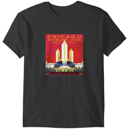 Discover Chicago world's fair Poster black posty T-Shirts