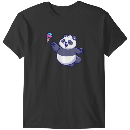 Discover Cute Fat Panda Catching Ice Cream Cone Cute Fat Panda Catching Ice Cream Cone Cartoon T-Shirts