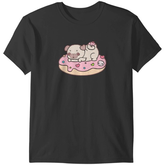 Discover Pug Pug on a donut T-Shirts